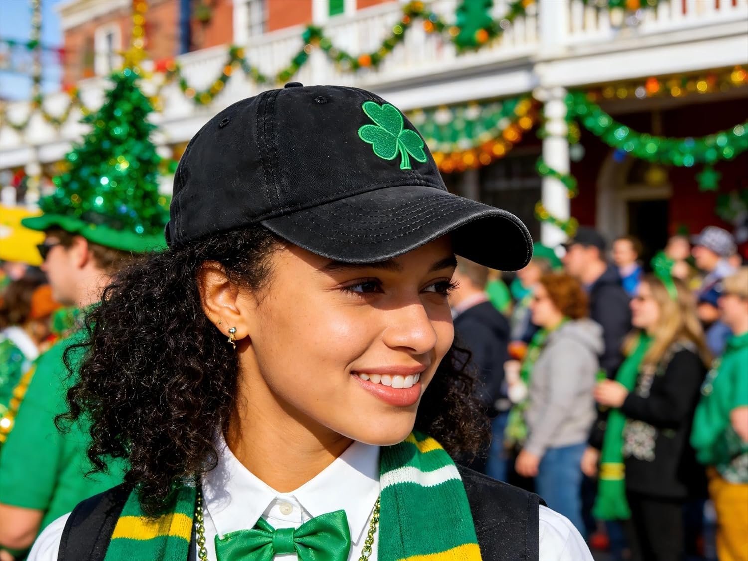 St. Patrick's Day Shamrock Hat Womens Men Embroidered Baseball Cap in Dark Green - Image 5