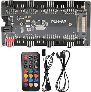 Luqeeg 2 em 1 PWM Fan Hub - ARGB Fan Controlador Hub Splitter PC Case Placa-mãe Interna Fan Case Fan Hub para ventilador de refrigeração por computador