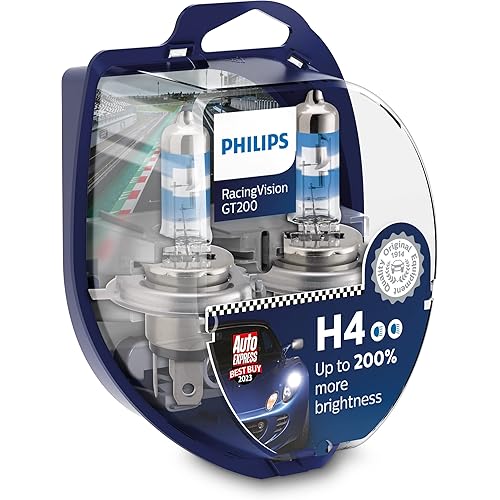Philips RacingVision GT200 H4 Headlight Bulbs (Twin) 12342RGTS2 Xtreme Vision Upgrade