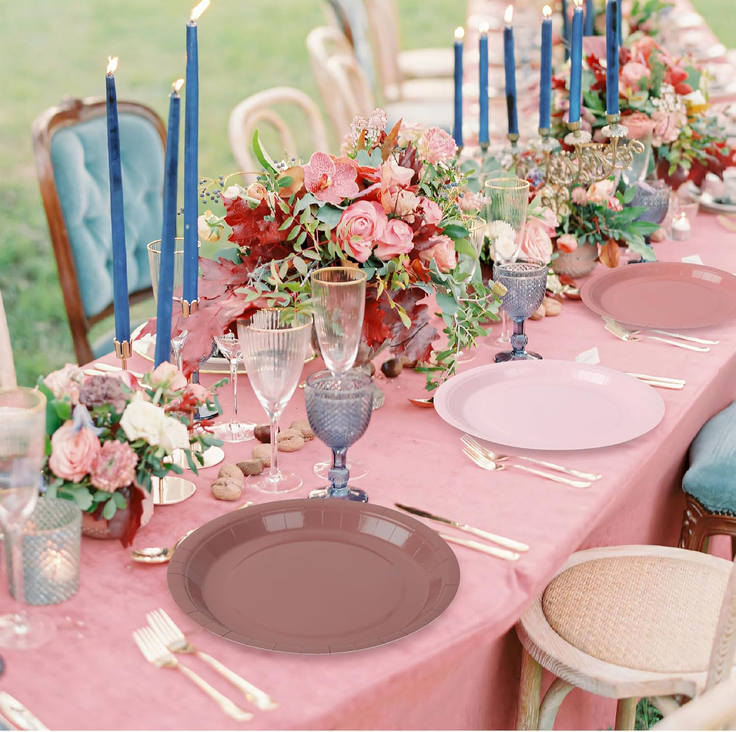 48 Pcs Dusty Pink Paper Plates Gradient Pink Party Plates 9 Inch Disposable Birthday Plates Round Dinner Plates for Wedding Baby Bridal Shower Party Supplies Tableware Decor - Image 4