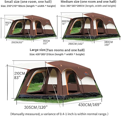 Miniatura 6 de Tienda de campaña familiar grande Tienda de campaña para 5 12 personas, impermeable, con porche mosquitero, tienda de campaña Glamping para