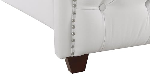 Miniatura 7 de Jennifer Taylor Home Marcella - Cama con respaldo copetudo y orejero, King, blanco brillante Poliéster blanco brillante,Terciopelo de rendimiento