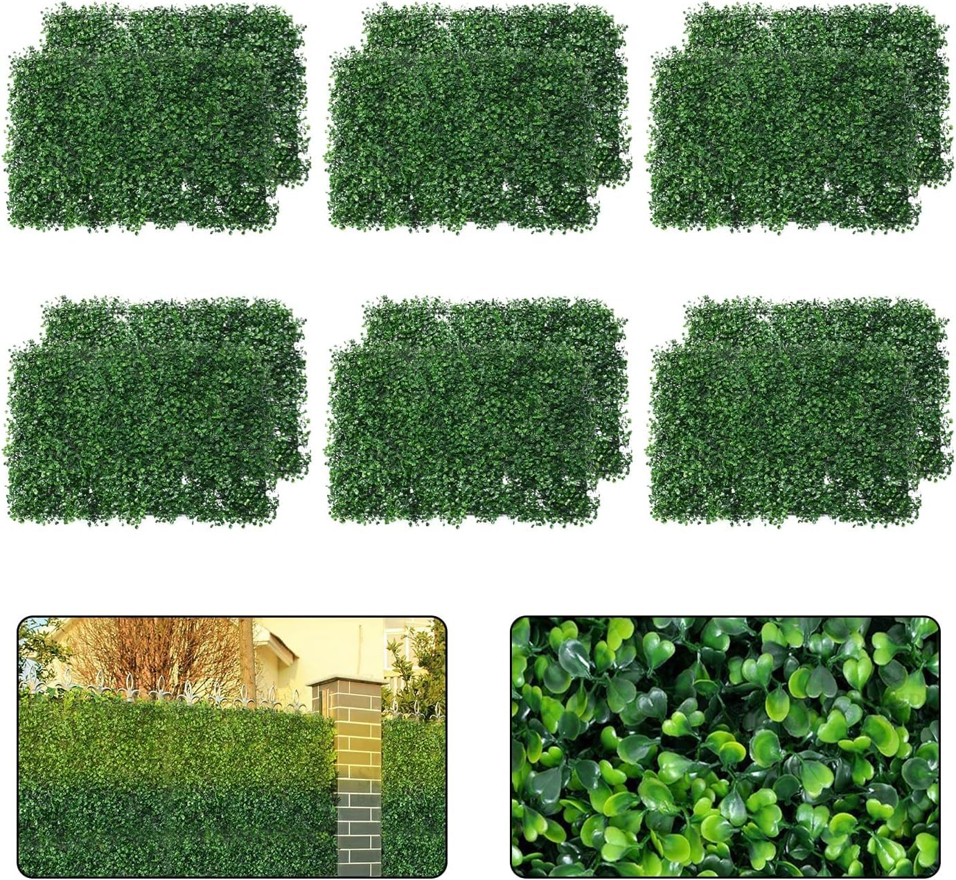 12 Stück Künstliche Pflanzenwand 40X60cm UV Geschützt Künstliche Pflanzen Rasen Wand 4cm Dick Künstliche Buchsbaumplatten Buchsbaumhecke Wandpaneele für Garten im Freien und Indoor Dekoration, 2.88㎡