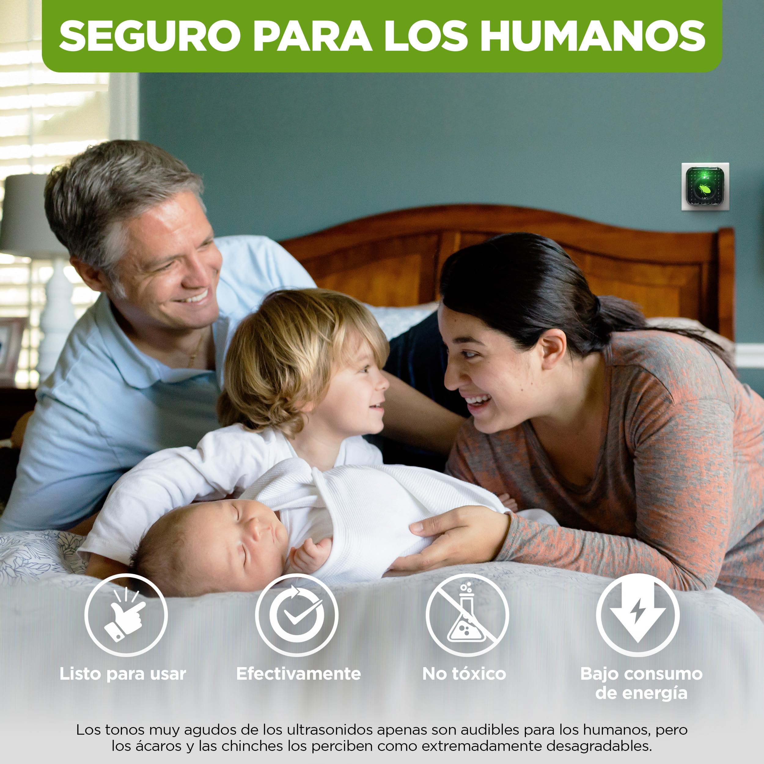 ISOTRONIC Repelente ultrasónico para ácaros y chinches: Dispositivo eléctrico enchufable con un Alcance Efectivo de 30 m². Dispositivo eléctrico enchufable sin Productos químicos (3 Unidades).