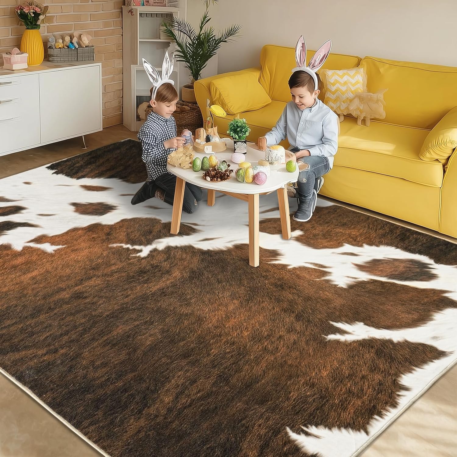 Cowhide Rug Area Rugs for Living Room, 6x9 Cow Print Rug Machine Washable for Bedroom Dining Room Western Home Decor Non-Slip Low Pile Indoor Floor Carpet - Image 2