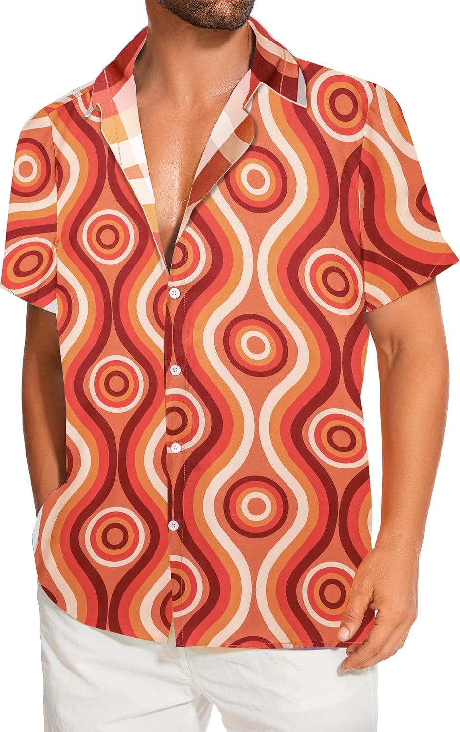 Demoking Vintage Shirts for Men Tie Dye Hippie Funny Hawaiian Shirt Button Down Shirts - Image 7