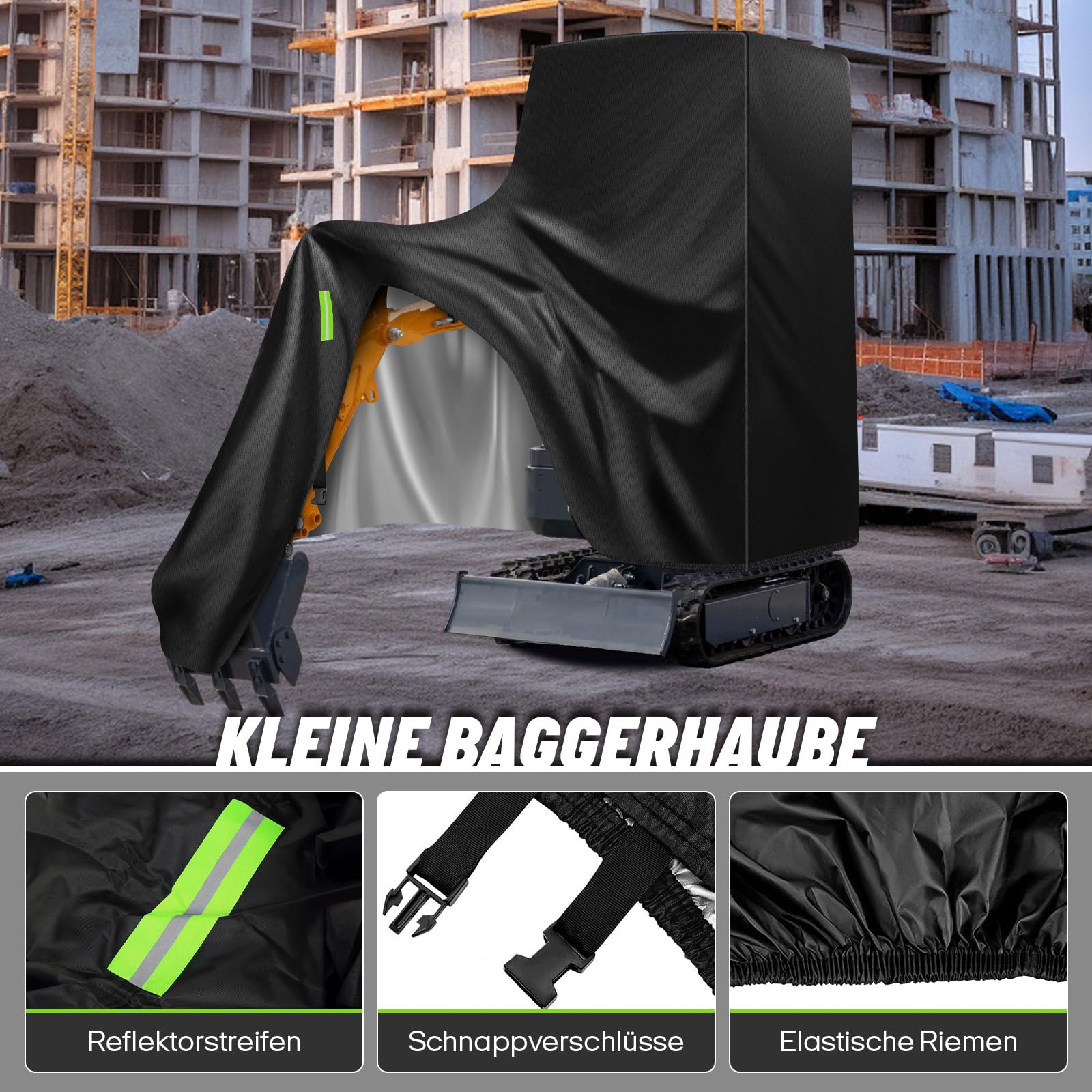 Funda para Miniexcavadora, Funda Protectora 210D para Excavadora, Resistente a la Abrasión Duradera Lona para Miniexcavadora Pequeña contra Lluvia Nieve Viento Radiación UV Hojas, Lona para la