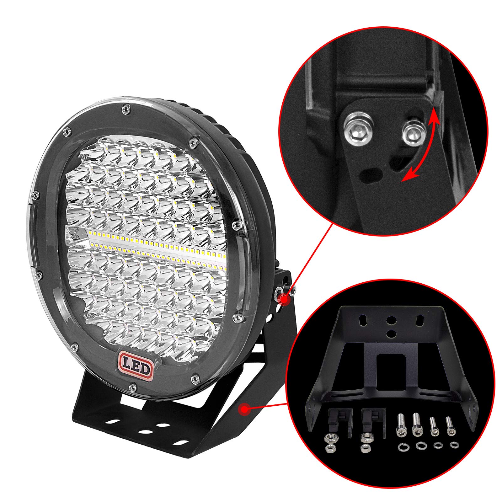 Willpower - 2 faros de trabajo LED, 23 cm, 9 pulgadas, 294 W, redondos, 12 V, 24 V, luces antiniebla, foco de largo alcance, impermeable, IP67, para 4 x 4, coche, camión, tractor, SUV, barco, Quad