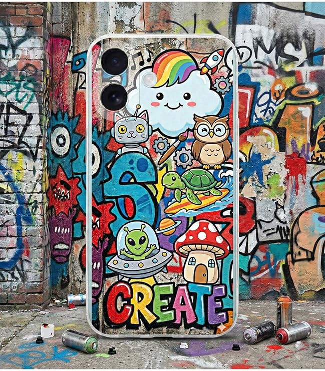 Redmi Note 9s ile Uyumlu Grafiti Create Art Tasarımlı Şeffaf Silikon Kılıf