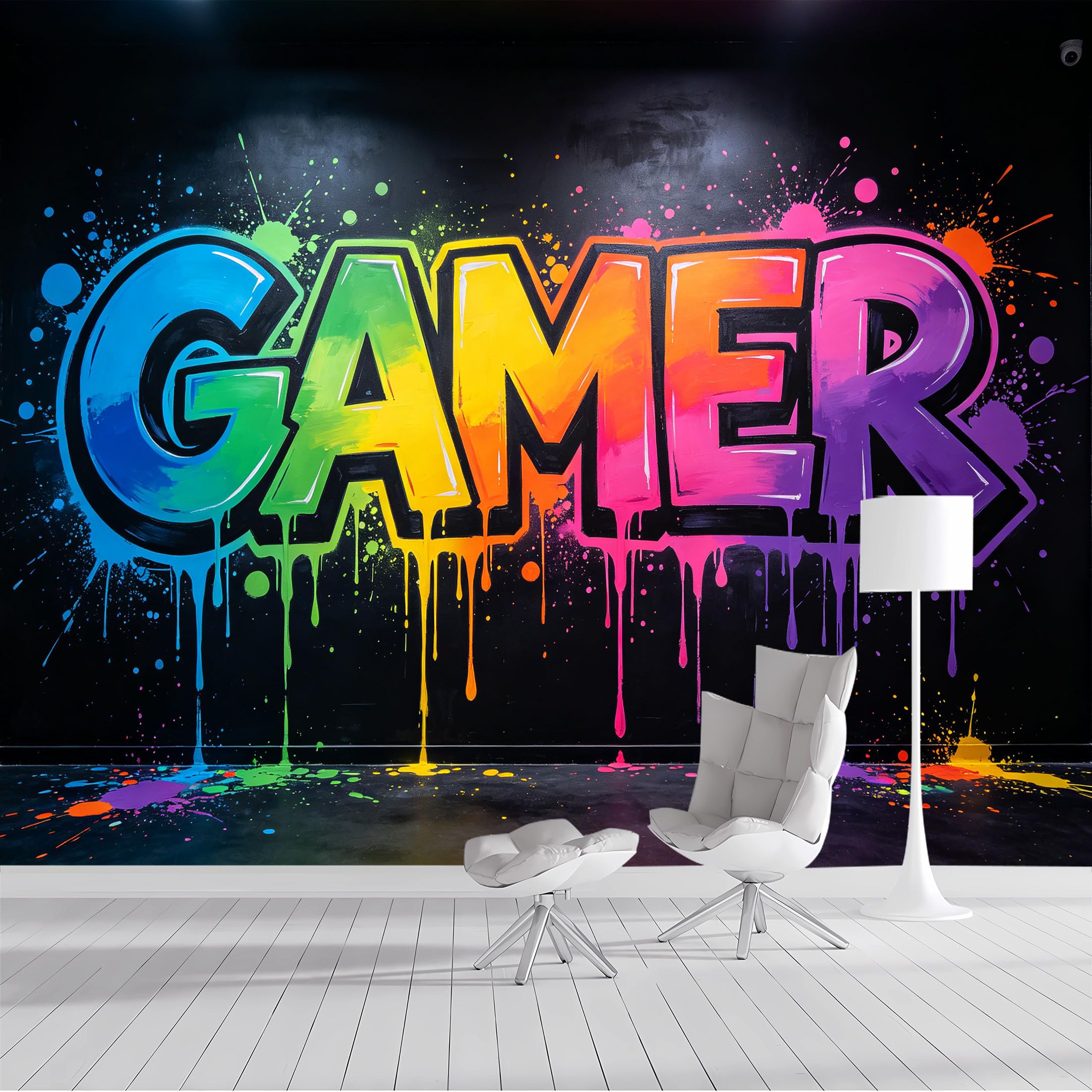 Custom Size Wall Mural Colorful Gamer Graffiti Art Urban Street Style Abstract Paint Splash SelfAdhesive Wall Fabric Removable Peel and Stick Wallpaper for Living Room Bedroom Bathroom