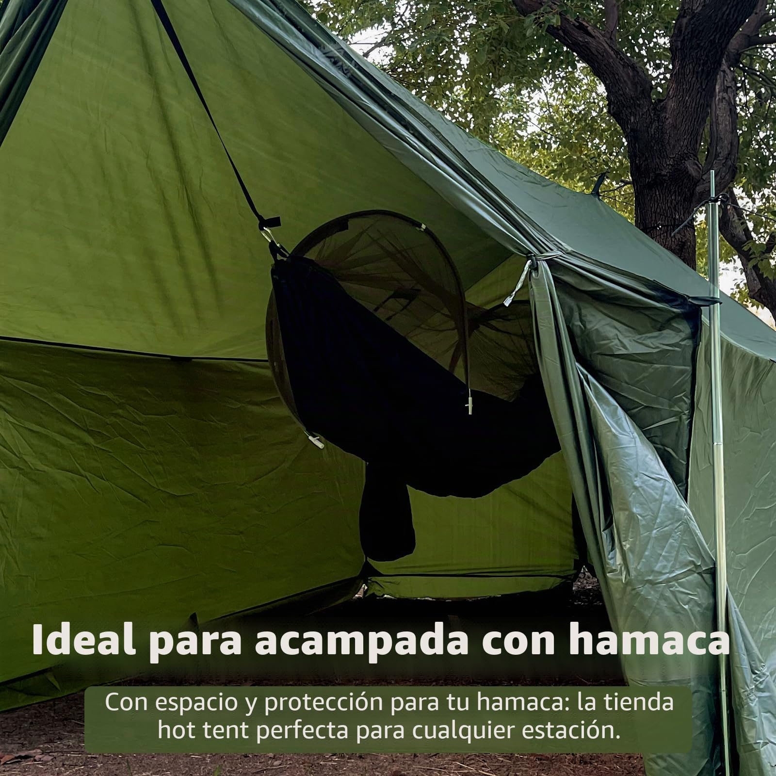 Tienda de campaña con apertura de horno, tienda de campaña resistente al invierno, 3-4 personas, gran espacio, tiendas calientes para camping, senderismo