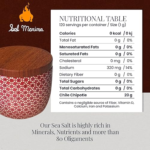 Miniatura 3 de SAL MARINA  Sal marina orgánica de chile chipotle de 11 onzas  Sal kosher  Natural vegano sin gluten  Sal de mesa condimento de comida