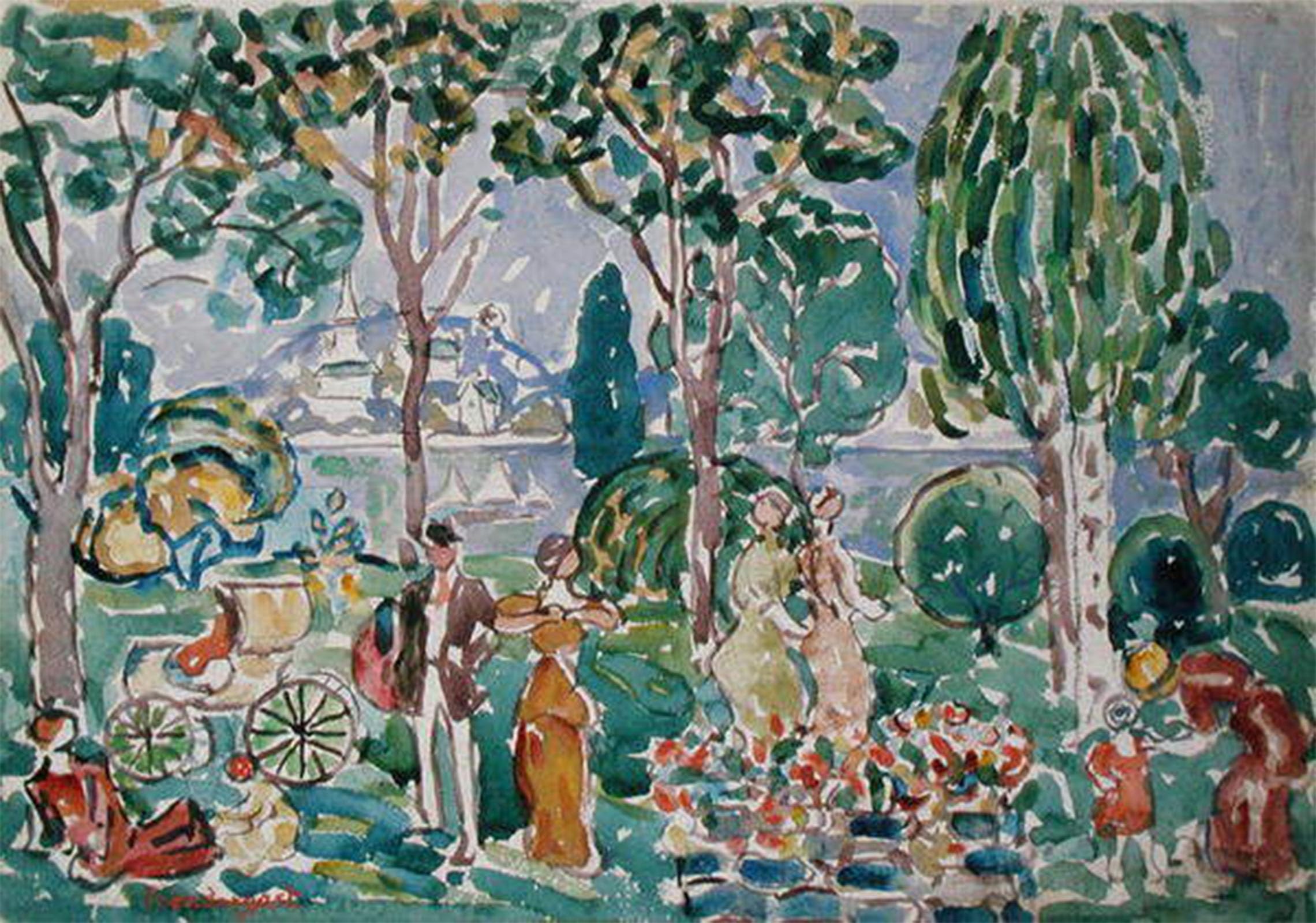 ARTXLXXBN Famous Prints Artwork Pictures Poster Painting Art the Park by Maurice Brazil Prendergast Artwork Landscape Pictures for Home Decor 60x90cm