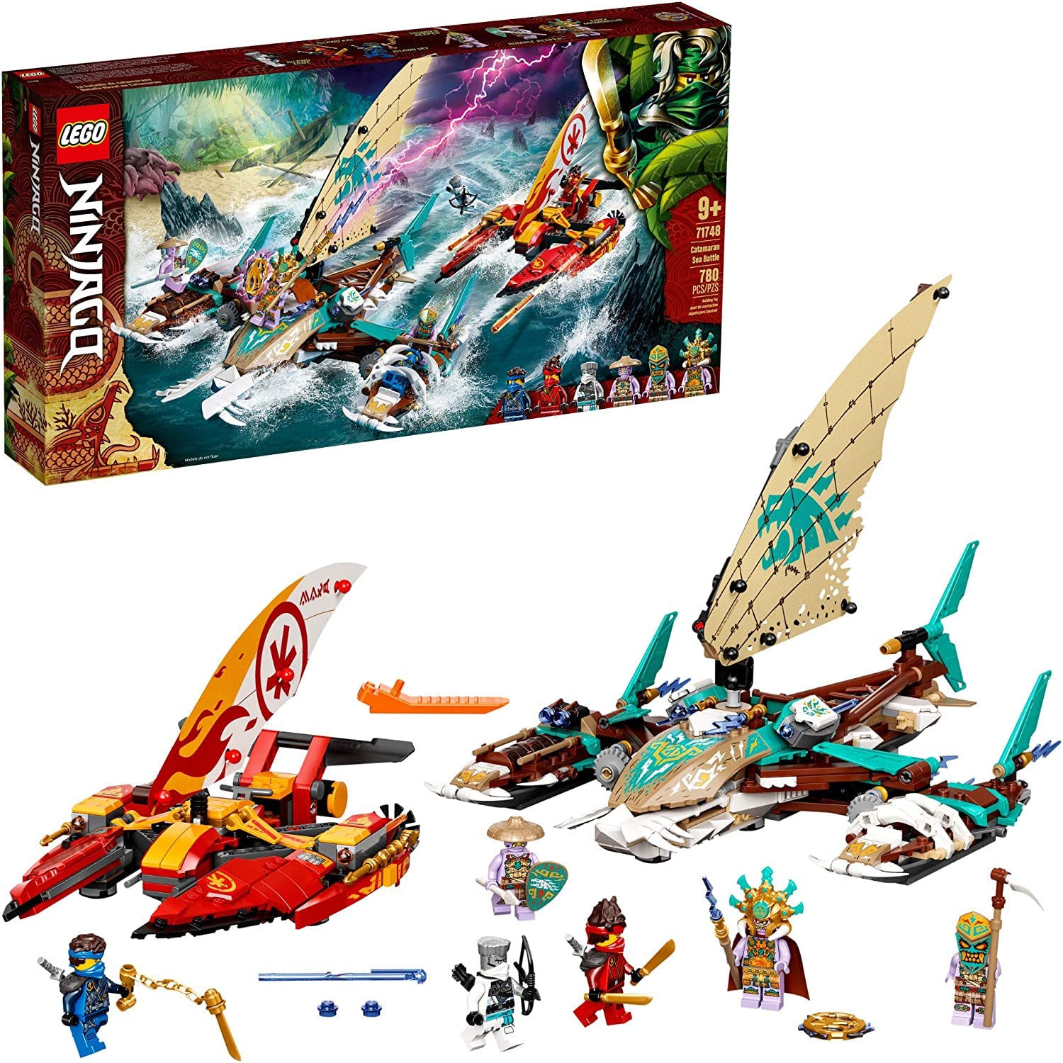 AQUA MARINA 鶏ガラ様用 JAIMAN TOYS Lego Nin-Jago Catamaran Sea Battle 71748 Building Kit