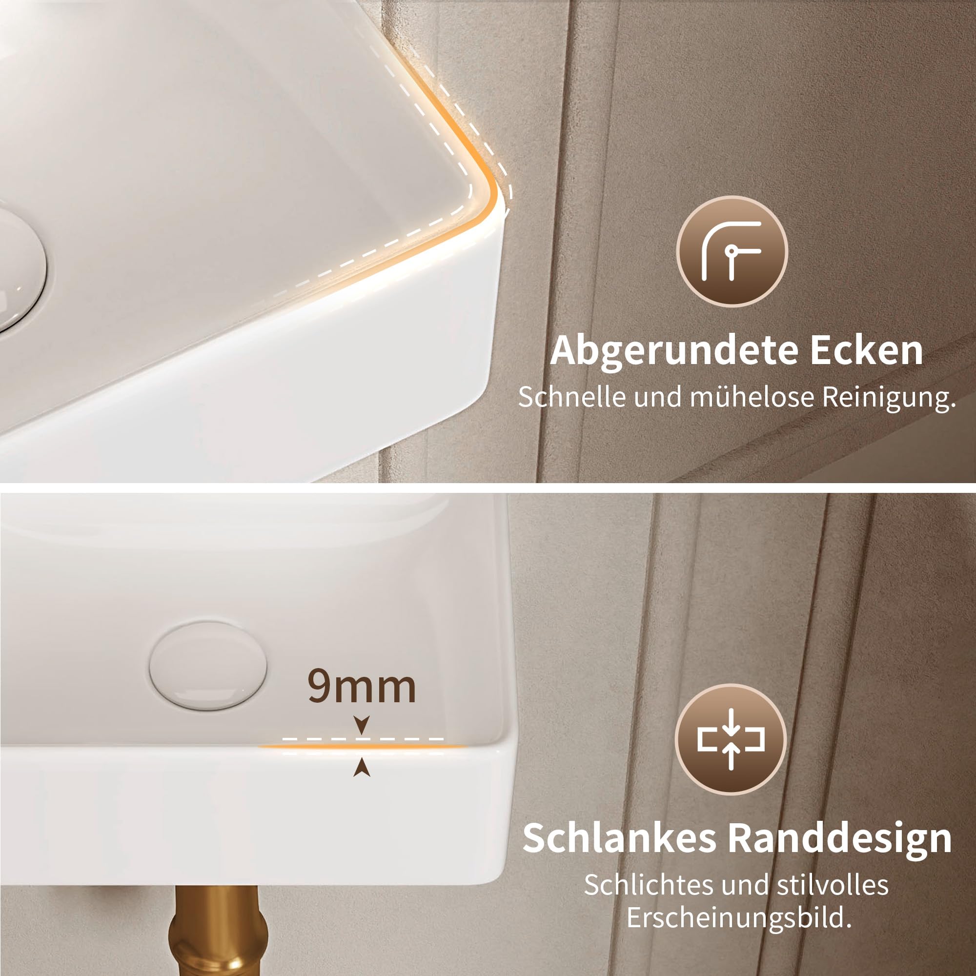 DeerValley Waschbecken, kleines Hänge-Waschbecken, rechteckiges Keramik Handwaschbecken für Badezimmer, Wohnmobil und alle kleinen Räume – Weiß / 45.5 x 25 x 11 cm
