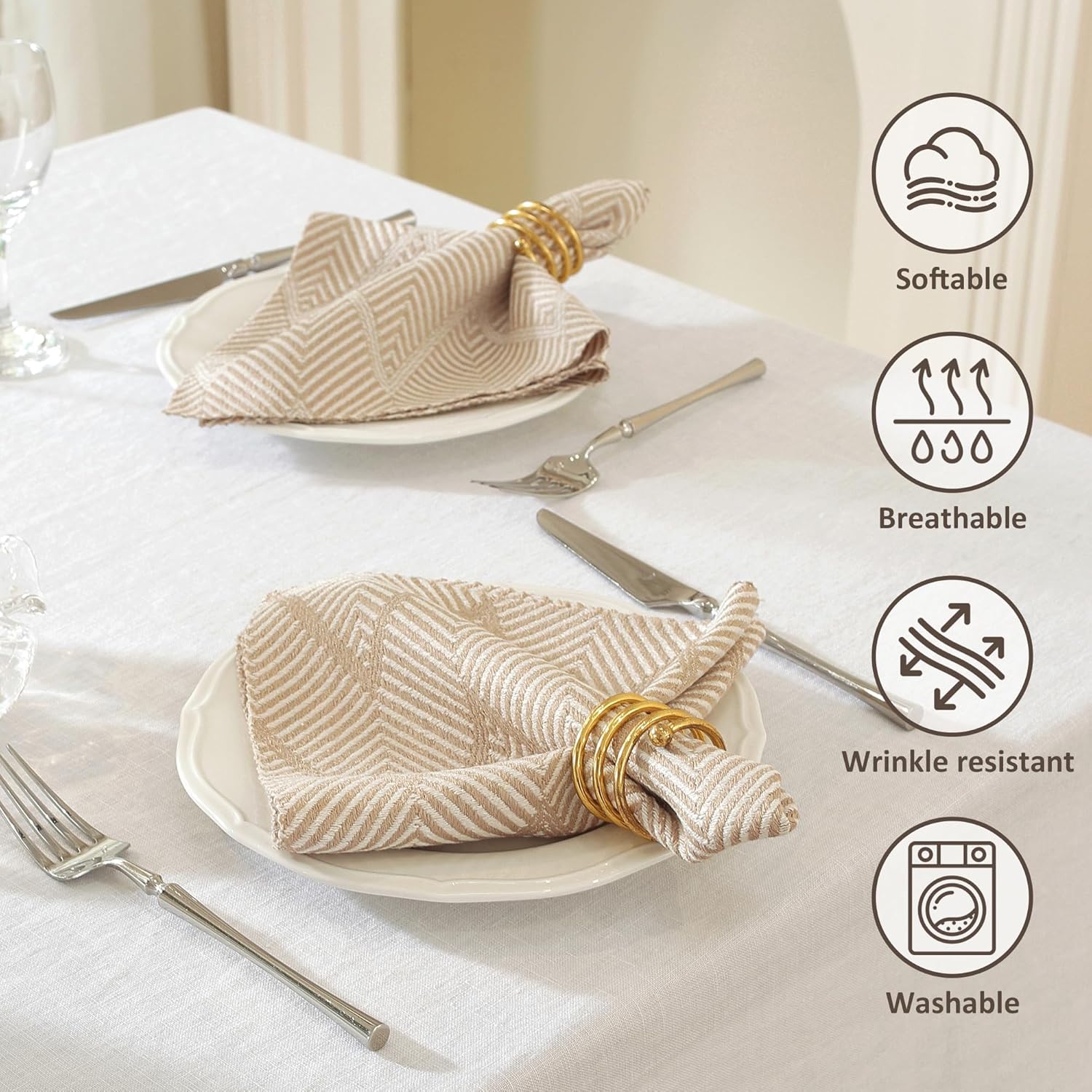 Cloth Napkins Set of 24 Reusable Bohemian,UWWGKK 17x17 Inch Napkins Cloth Washable for Dinner, Restaurant,Wedding,Hotel