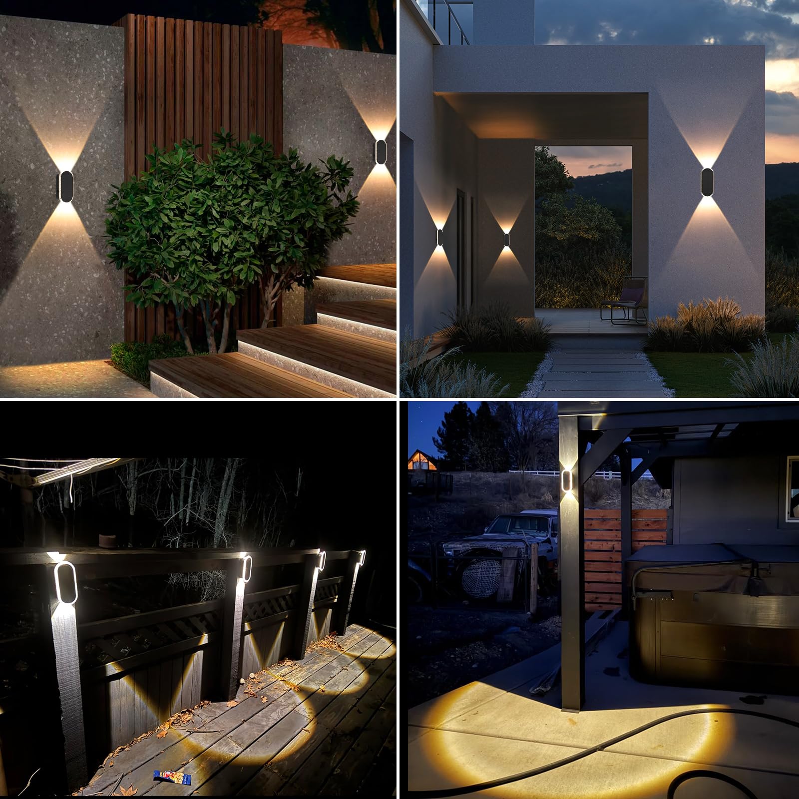 A.bigwhale Aplique solar para exterior, lámparas solares 6 piezas luces led jardín iluminación, 3 colores a prueba de agua luz solar para valla pared patio jardín balcón