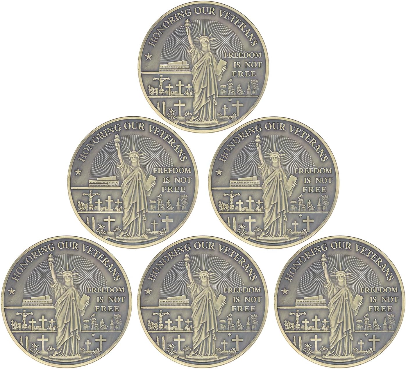 US Military Challenge Coin Veteran Prayer Coin - Honoring Our Veterans (Pack of 6)