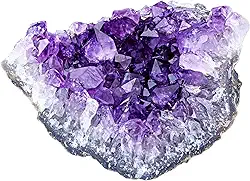 Aglomerado de cristal de ametista natural Jovivi não lapidada, drusa, espécime de geodo, escultura de pedras preciosas para bruxaria, cura, energia positiva, meditação, proteção, coleção e decoração