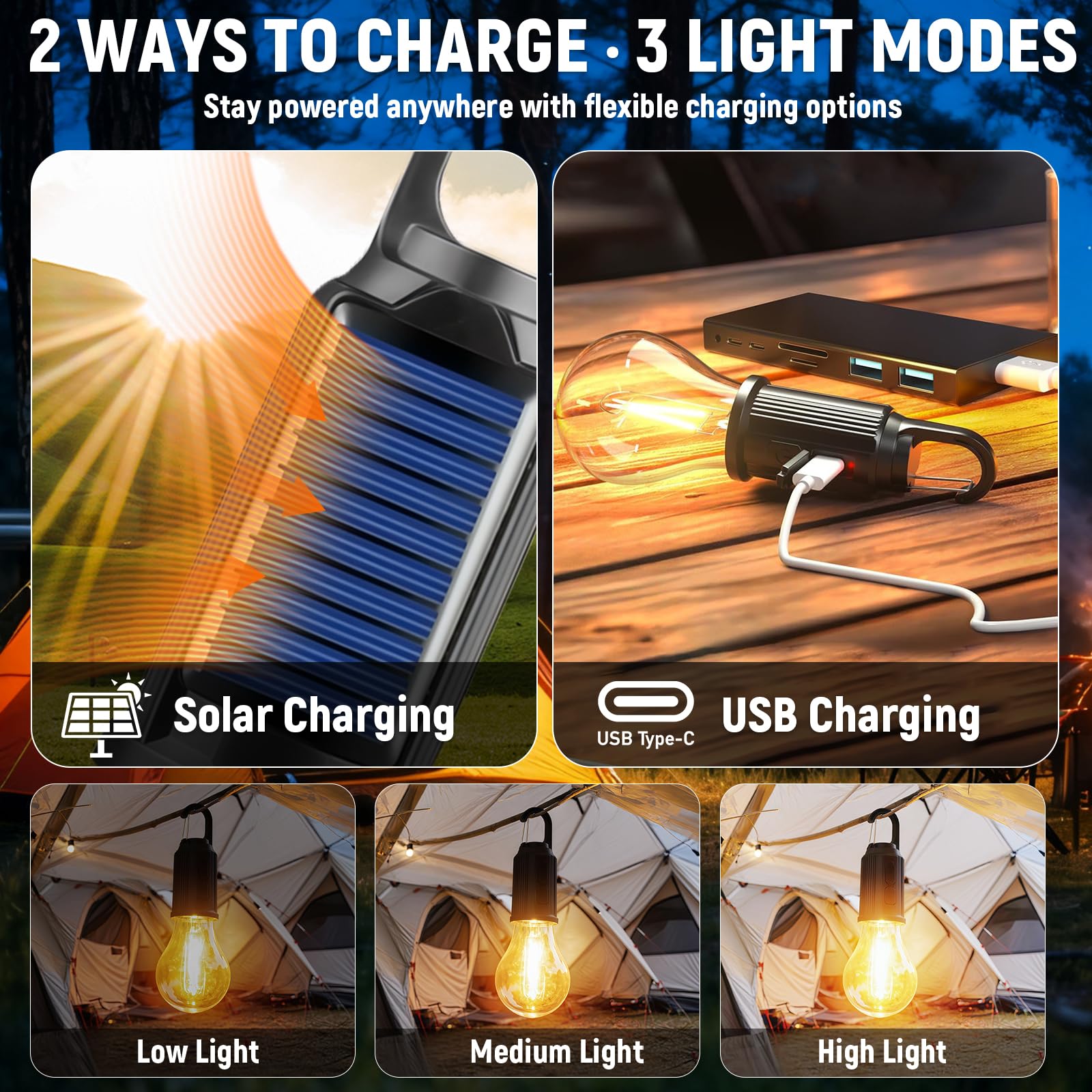 Lampe pour camping rechargeable - Solaire