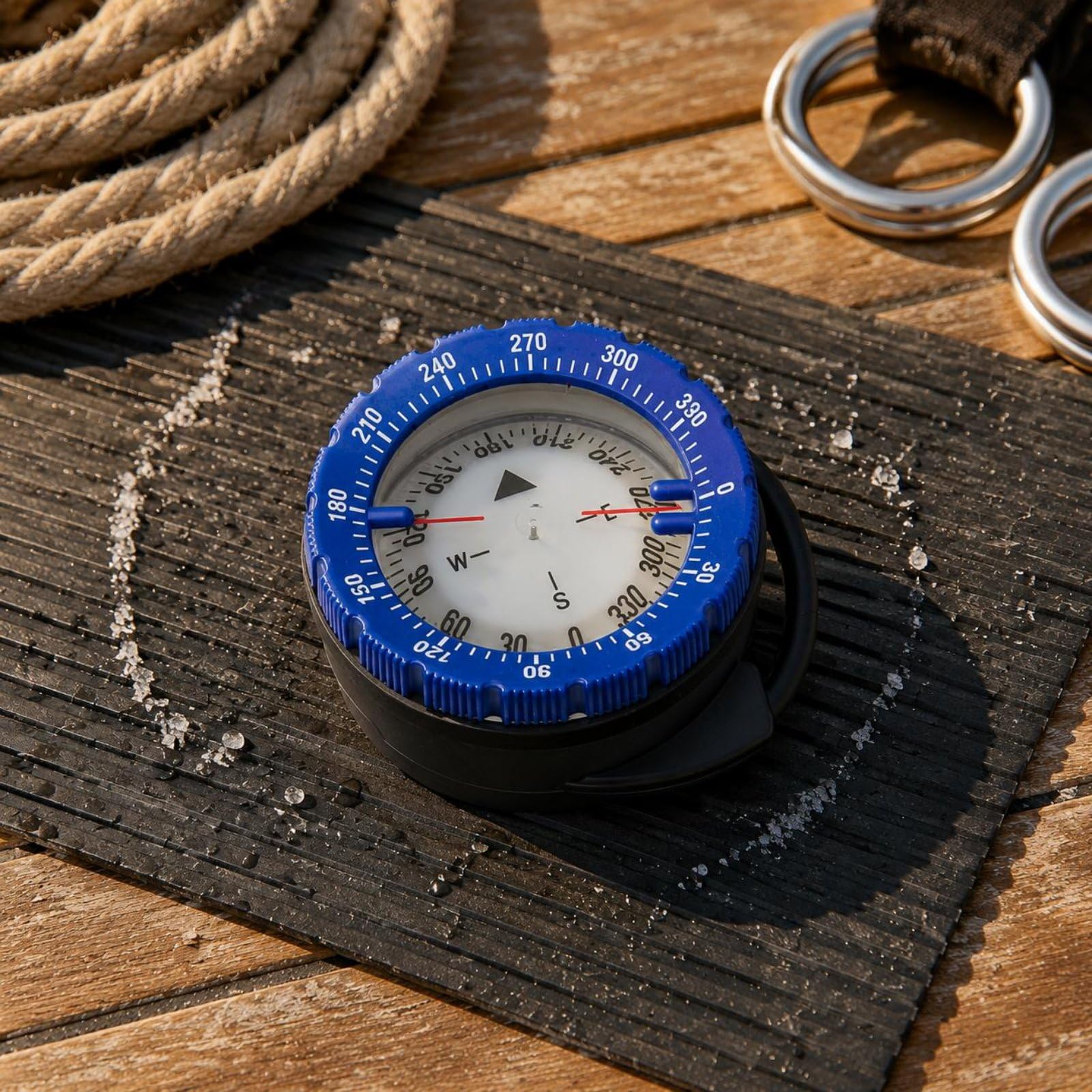 Boussole de Plongée Nautique sous-Marin Direction Navigation Liquide Boîtier Rotatif Orientation Précise Fixation Tuyau Lecture Immédiate Cadran Clair, Bleu