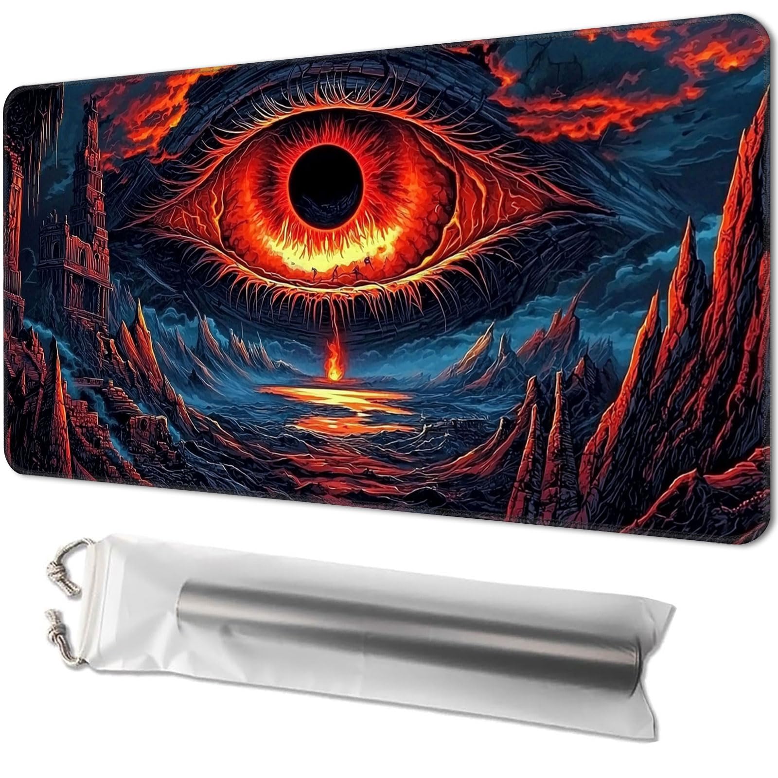 Playmat for TCG, with Free Storage Bags, Game Mat 24 x 14 inches, MTG and Board Game Mat for Cards, Ideal for Card Game Enthusiasts, Giant Eye 02