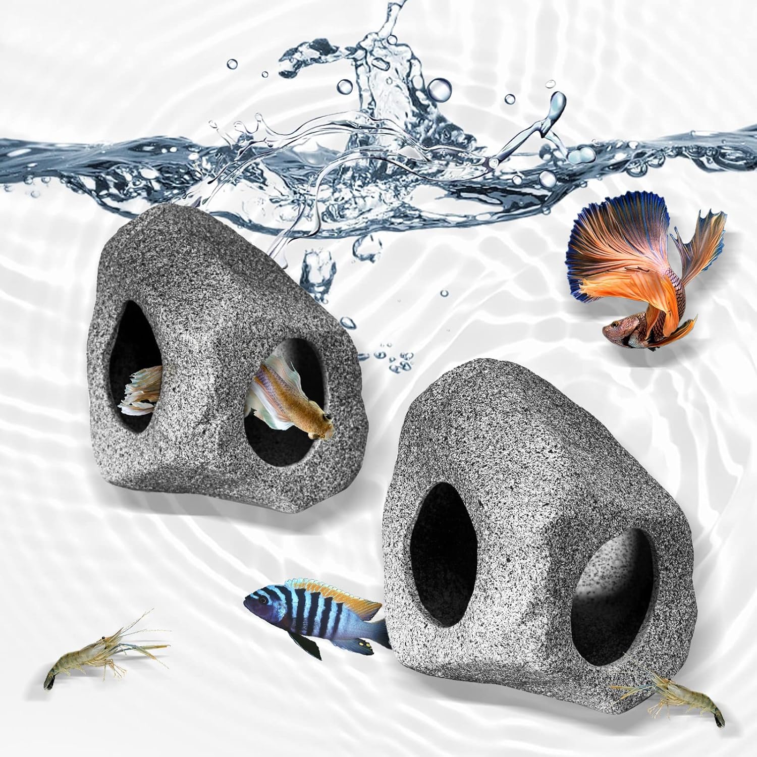 Jabukosu 2 PCS Aquarium Decorations CaveFish Tank