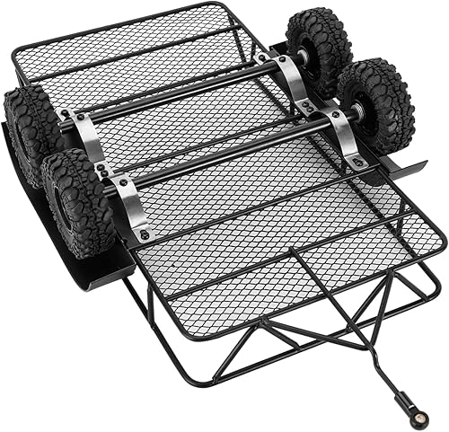 Miniatura 4 de INJORA Remolque RC para transportar detrás del coche - Remolque de montaje de enganche de metal para 118 RC Crawler TRX4M