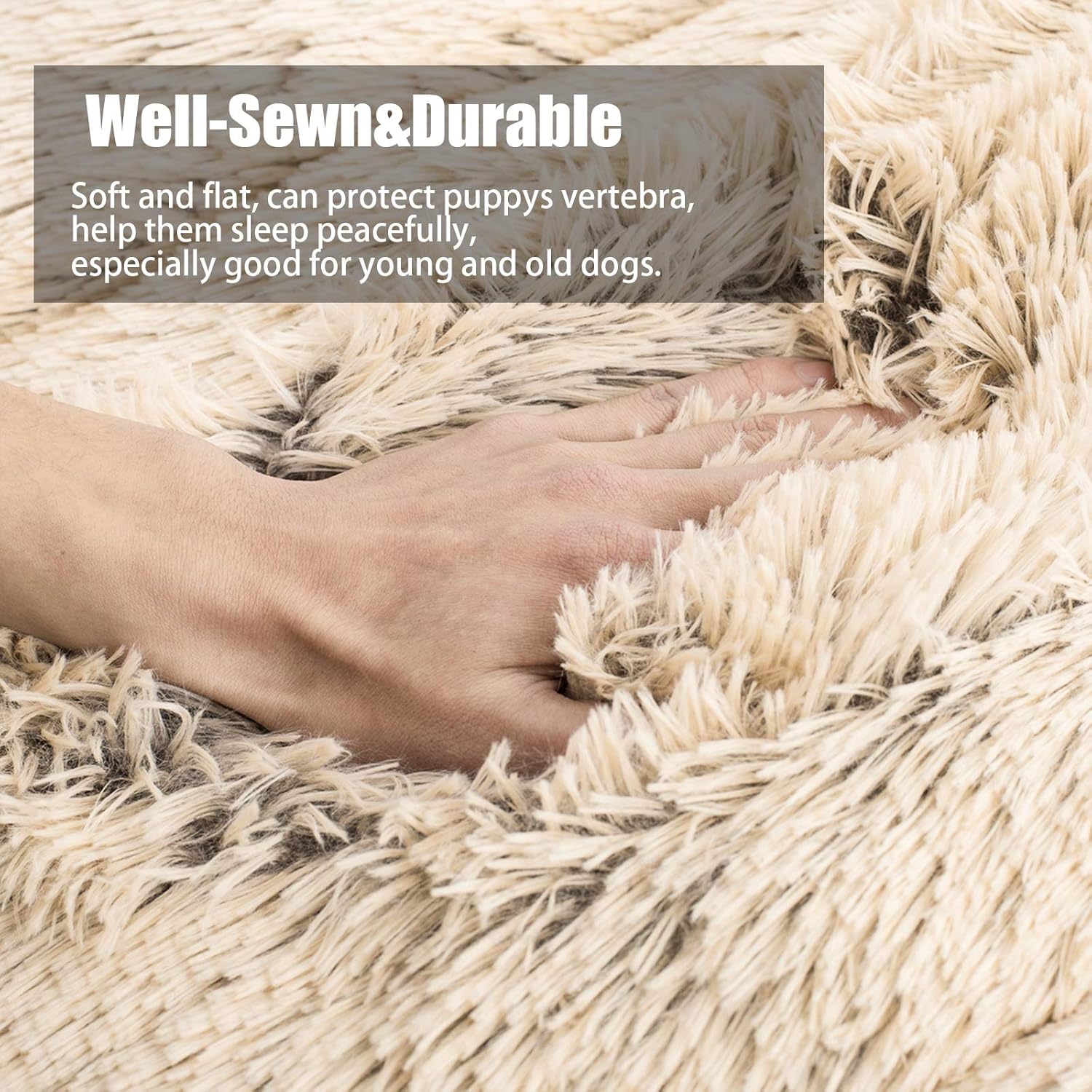 Faux Fur Dog Bed Crate Mat Soft Plush Calming Pet Mattress for Large Medium Dog Warming Cozy Anti Anxiety Non-Slip Machine Washable Dog Cushion for Kennel Pad (X-Large, Beige) : Pet Supplies