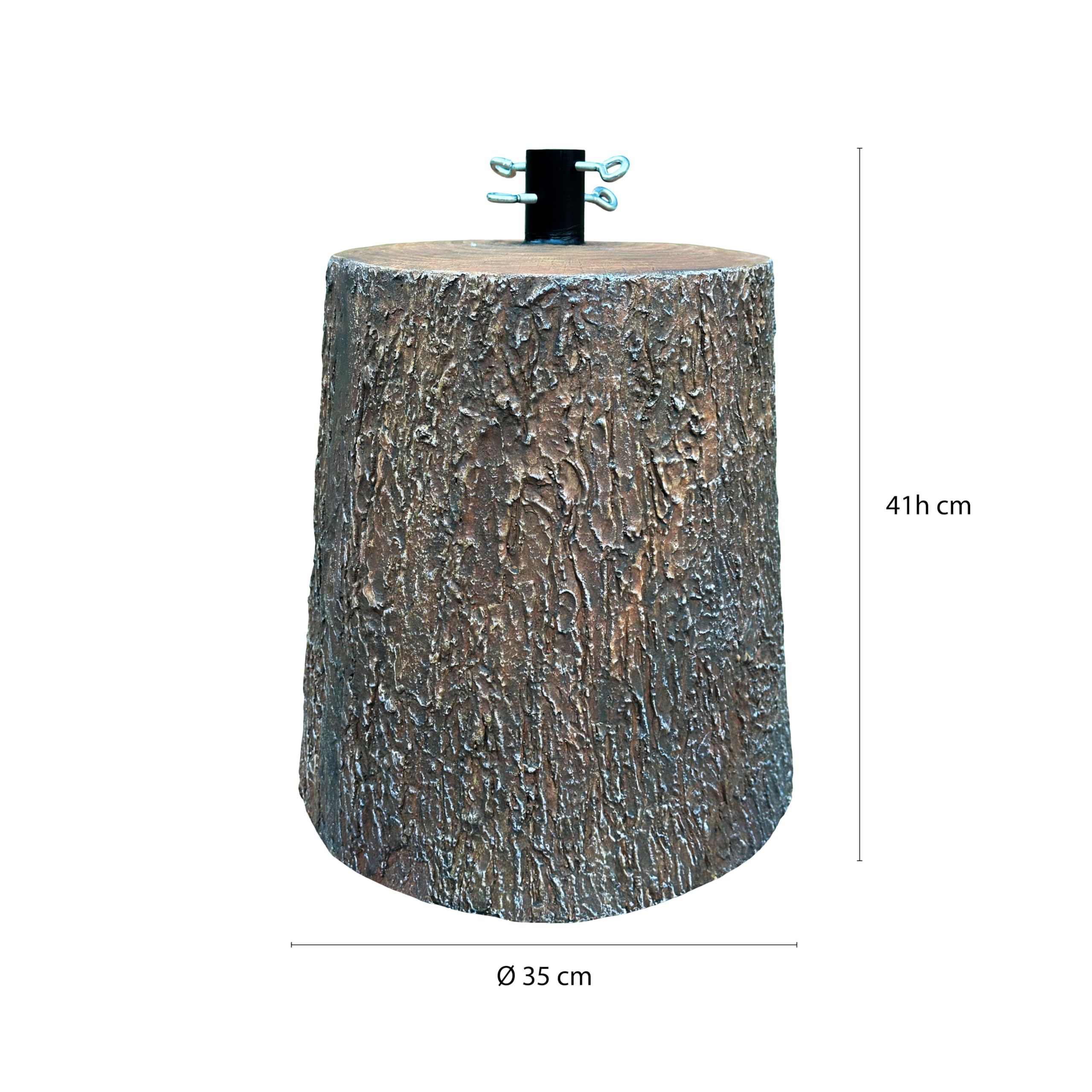 Base Supporto Albero di Natale da 150 a 240h cm - Forma Tronco, Effetto Realistico, Attacco Universale 3,7cm, con Ganci, Attacco di Metallo, Decorazioni, Festività - Vetro Resina