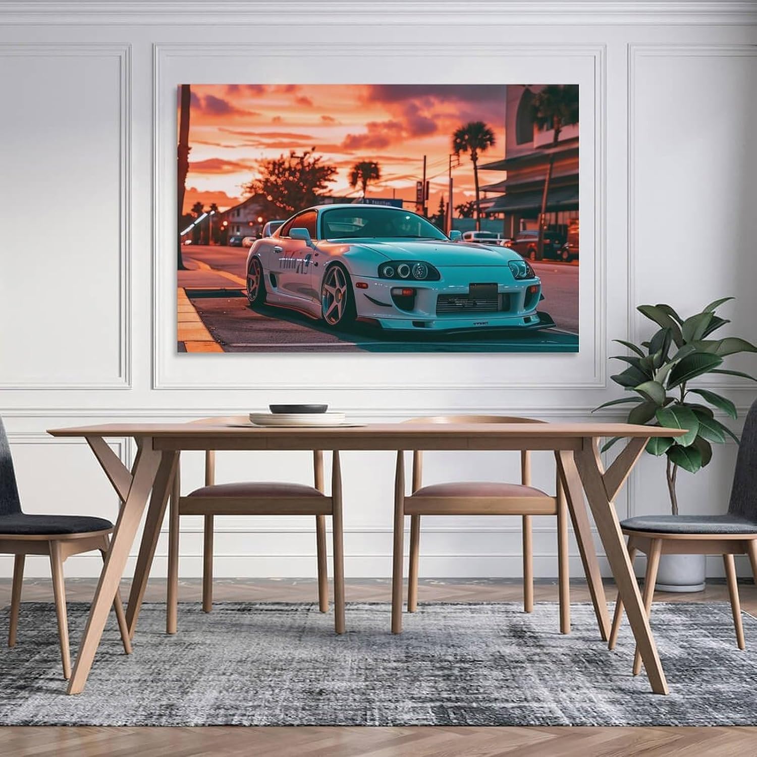 FeoYoed Wall Art Posters Sunset Jdm Car Sup on The Roadside Modern Aesthetic Decor Prints for Bedroom Living Room Office with Premium Fade Resistant Canvas 12x18inch(30x45cm) - Image 5