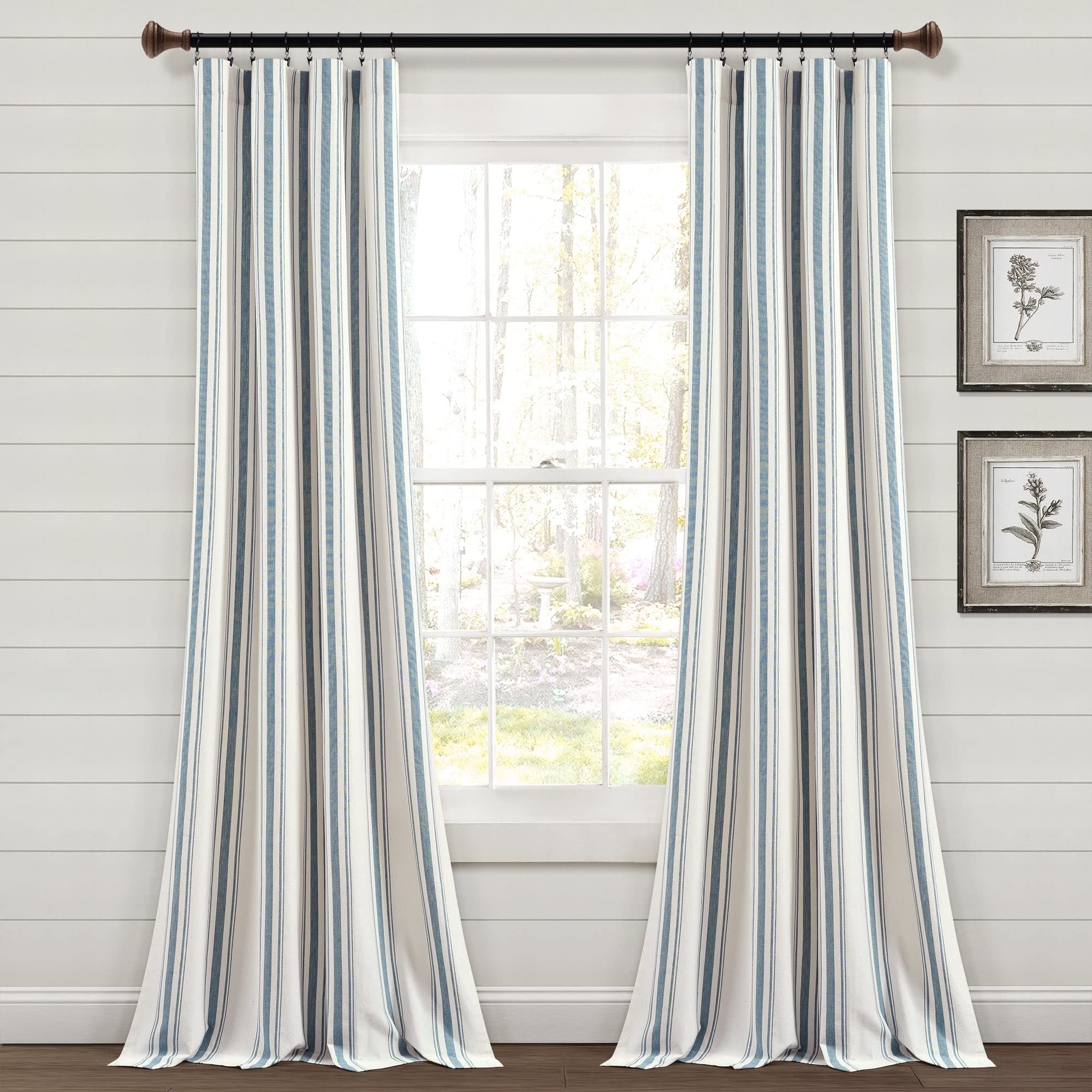Lush Decor Farmhouse Stripe Yarn Dyed Cotton Window Curtain Panels Dark Gray 42X84 Set, W 42" x L 42" (2 Panels) - Image 2