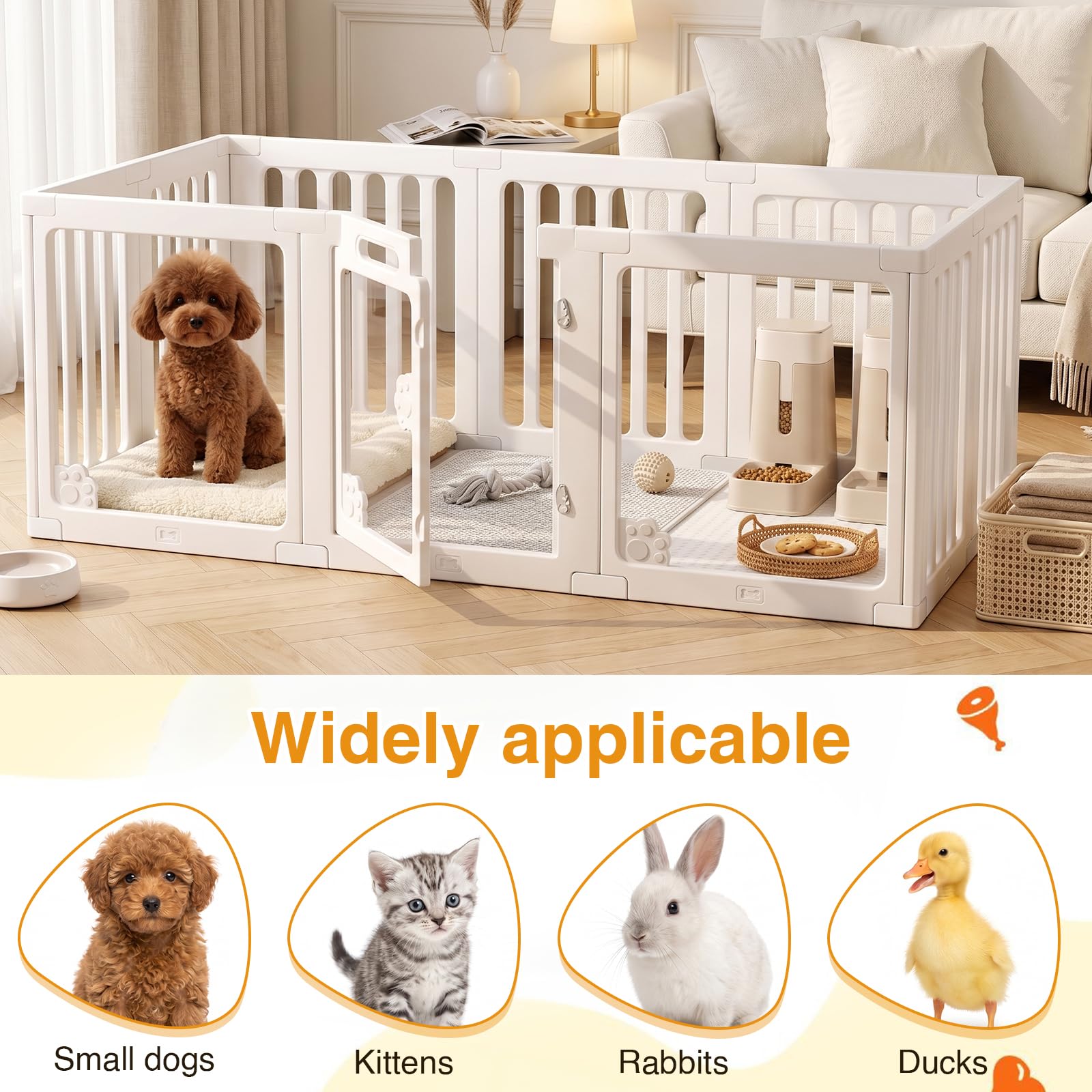 Box per cani in acrilico, per interni, in plastica, con porta, facile da installare e rimuovere, per cuccioli, gatti, conigli, furetti, furetti, preferibile per piccole gabbie (59,9 cm H, bianco, 10