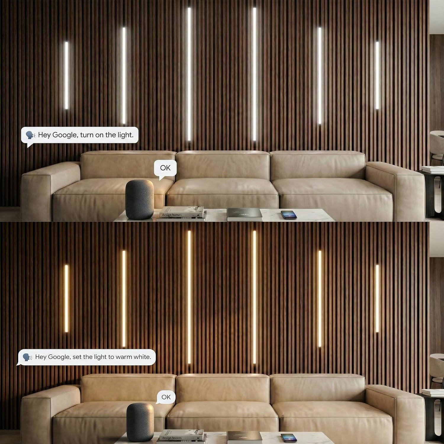 CCT COB Recessed LED Light Bar Kit,2700K~6500K,CR90+,Support Remote,APP & Alexa Voice Control,for Wood Slat Wall Panel,Home Decor,Cabinet DIY Lighting,Black Channel,2Pcs*(16In+24In+40In)