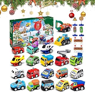 Yaztauho Calendrier De L Avent De Noël - 2025 Jeu De Course Automobile - Décompte de Noël avec Ensembles de Panneaux de Signalisation,Pour Filles Salon Salle De Classe Maternelle Vacances Anniversaire