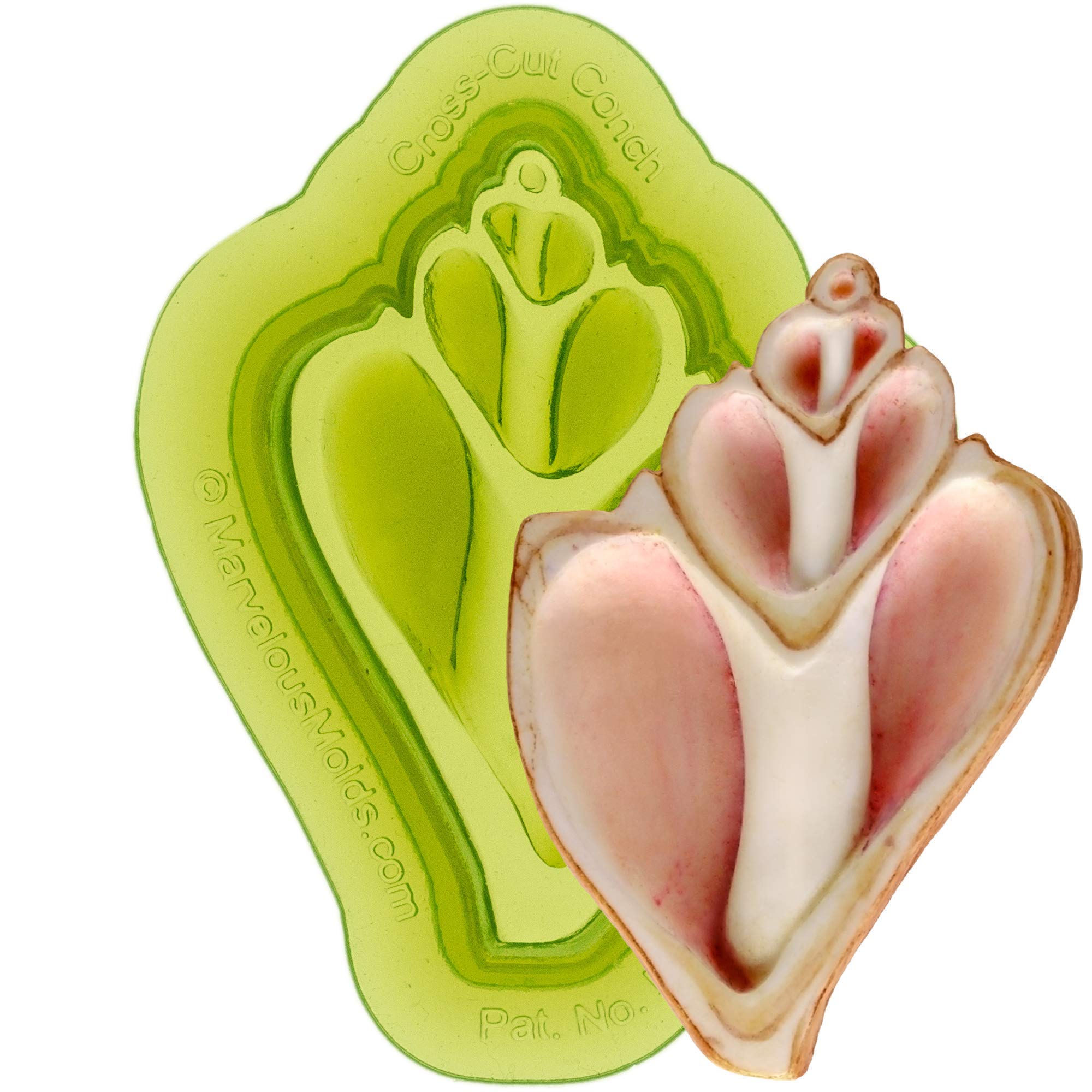 Marvelous Molds Cross-Cut Conch Shell Silicone Mold for Cake Decorating | Fondant | Gumpaste Icing