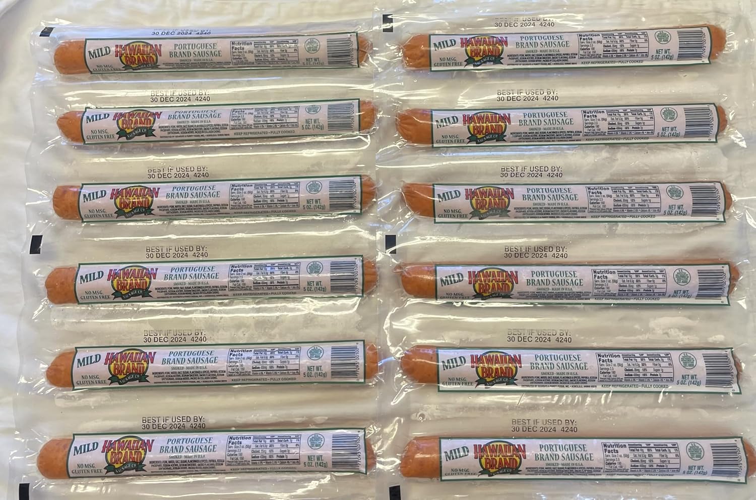 Hawaiian Brand Portuguese Sausage - Mild 5oz/ea 12 PACK