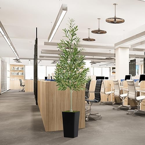 Miniatura 4 de PeoDeco - Árbol de olivo artificial artificial de 6 pies de alto, realista, de seda verde, plantas en maceta, grande para dormitorio, sala de estar,