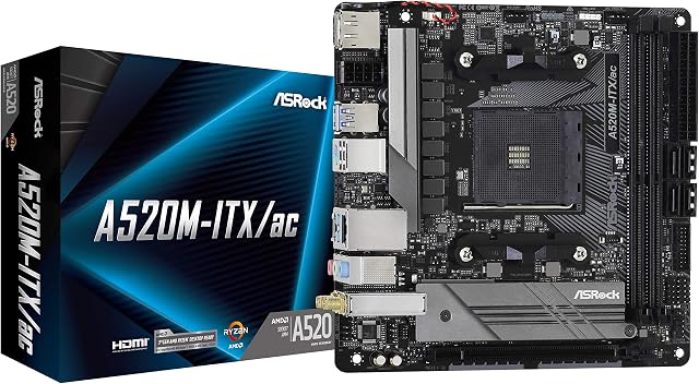ASRock A520M-ITX/AC Supports 3rd Gen AMD AM4 Ryzen / Future AMD Ryzen Processors Motherboard