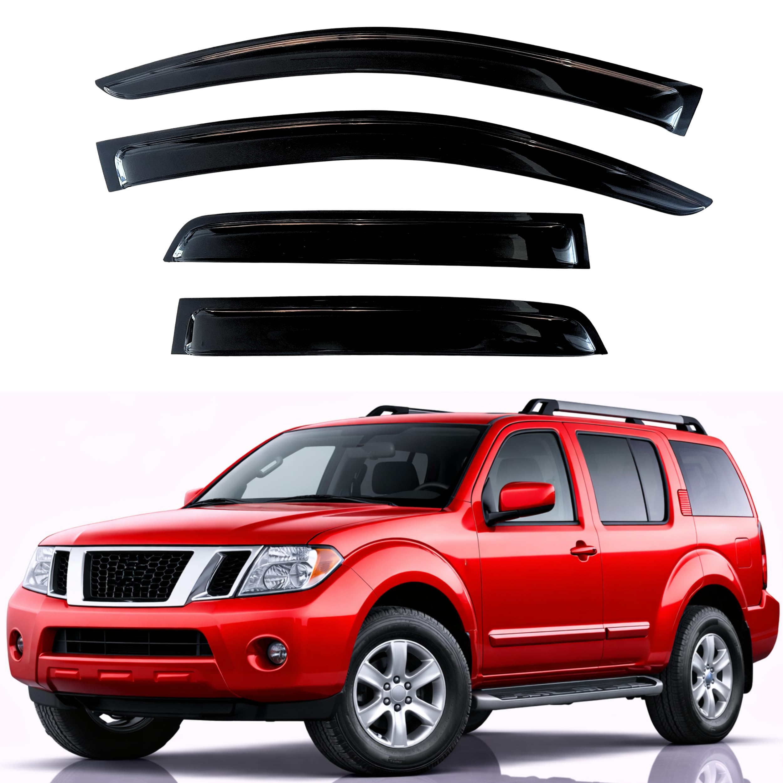 KPY Rain Guards Fit for 2005-2012 Nissan Pathfinder, Out-Channel Window Visors Vent Wind Deflectors 4PC, Car Accessories for 05-12 Pathfinder