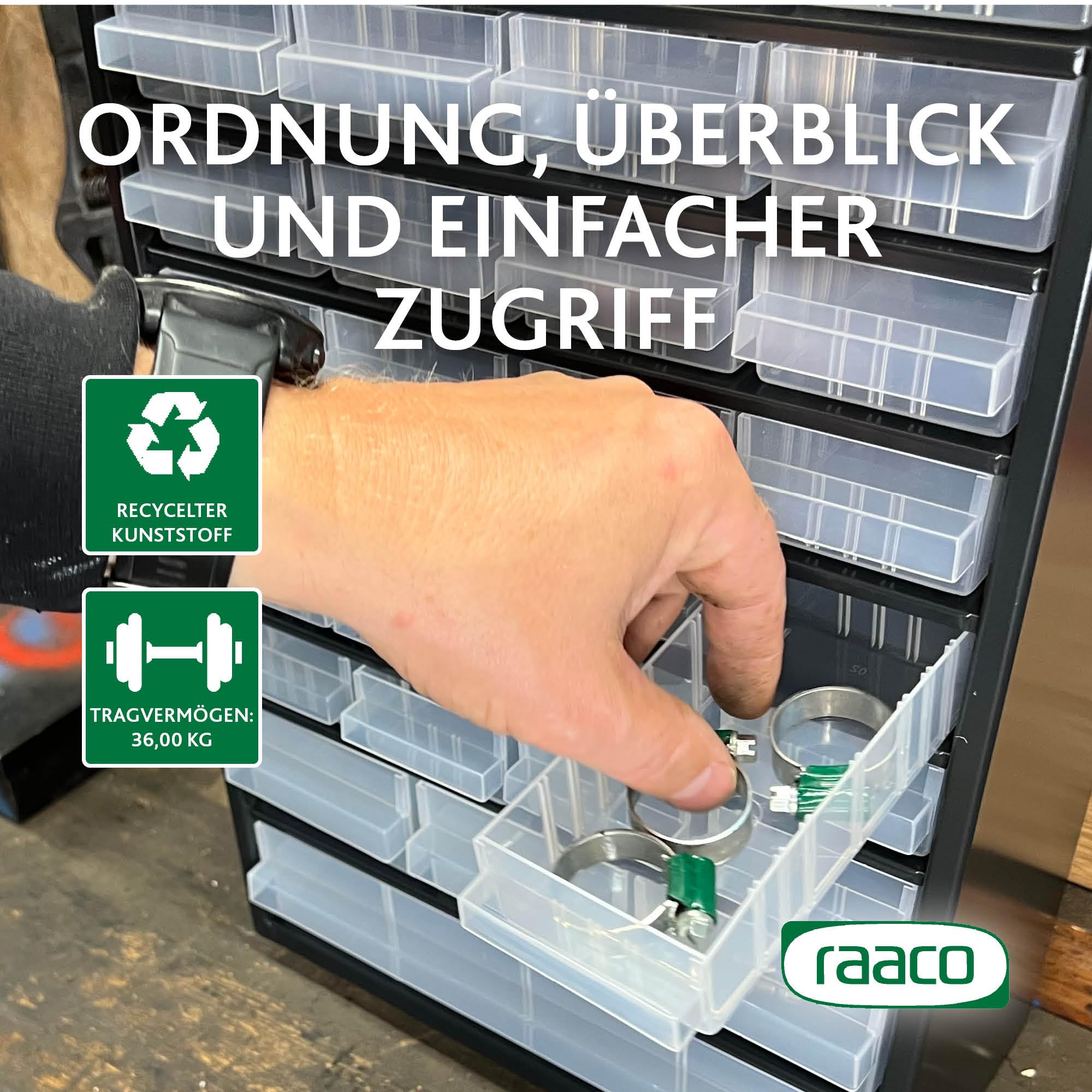 Raaco Kleinteilemagazin Set C9-34 + C12-40 mit 74 Schubladen gesamt, 15 cm