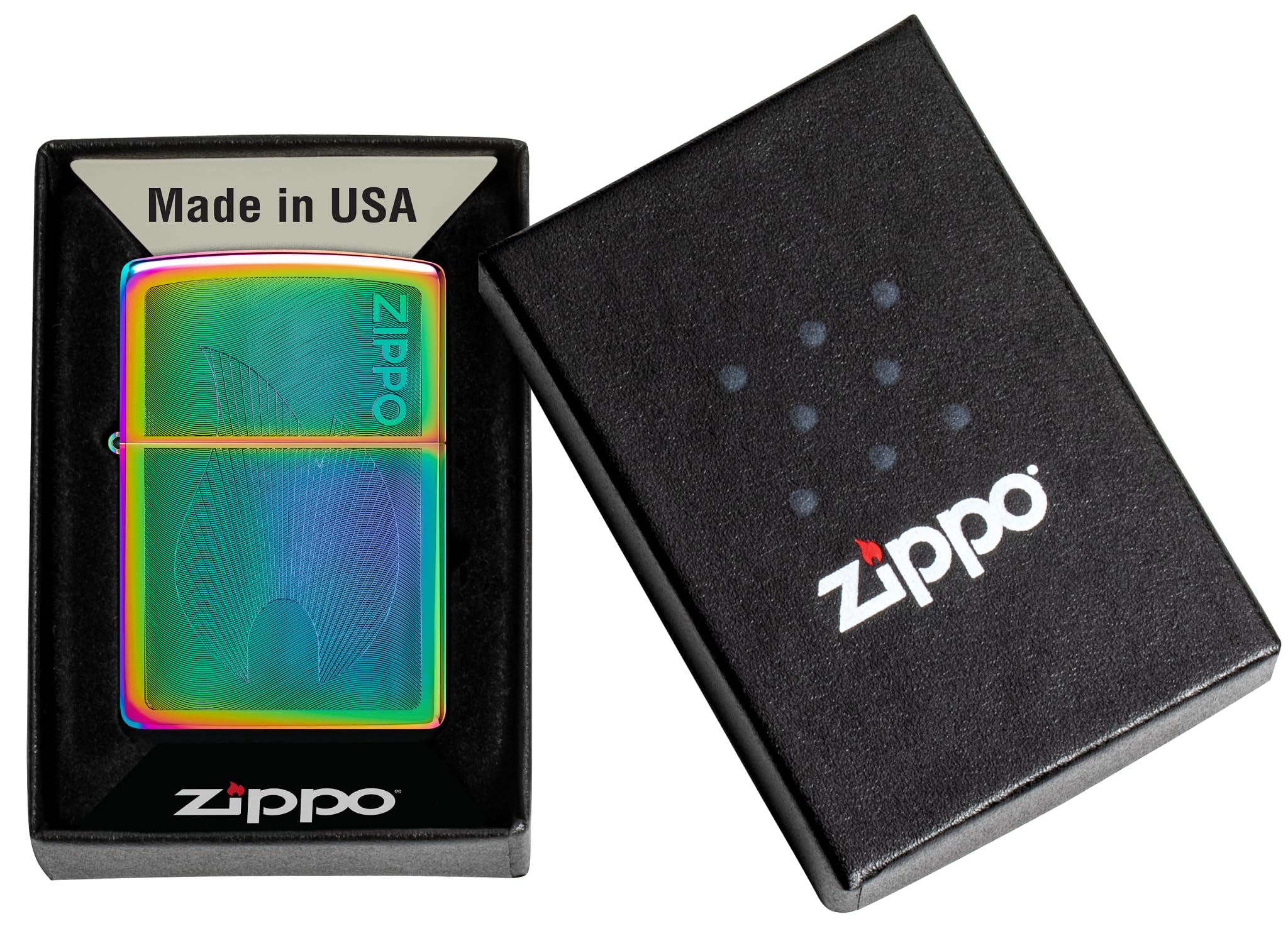 Zippo Sturmfeuerzeug - Dimensional Flame, Multi Color, Auto Engrave - Nachfüllbar - Wiederverwendbar - Windfestes Design - Geschenkbox - Made in USA