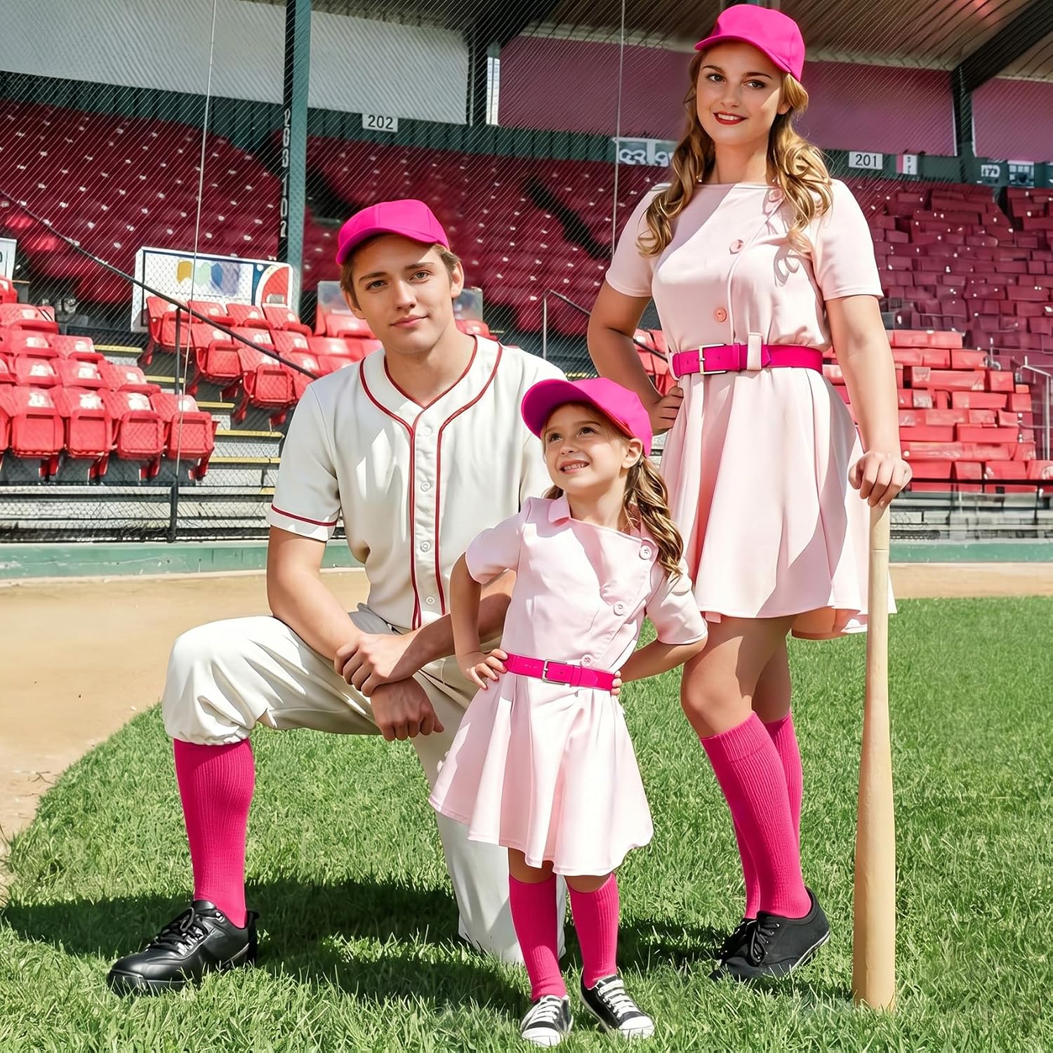 XZQTIVE 3 Pairs of Baseball Softball Socks and 1 Baseball Softball Belt Combo Set Knee-High Soccer Socks for Kids Youth Adult
