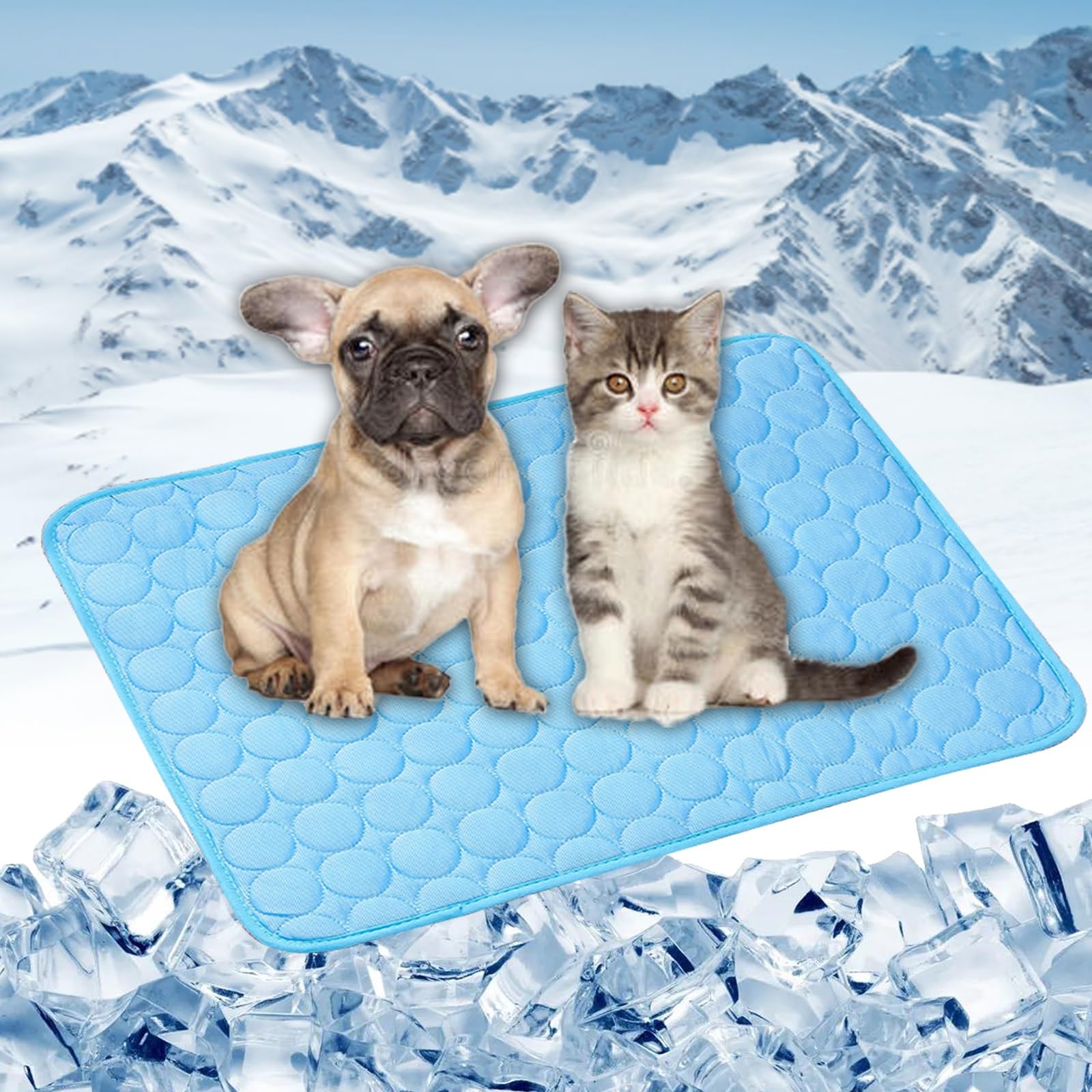 Tapis rafraîchissant pour chien bleu non toxique grand format