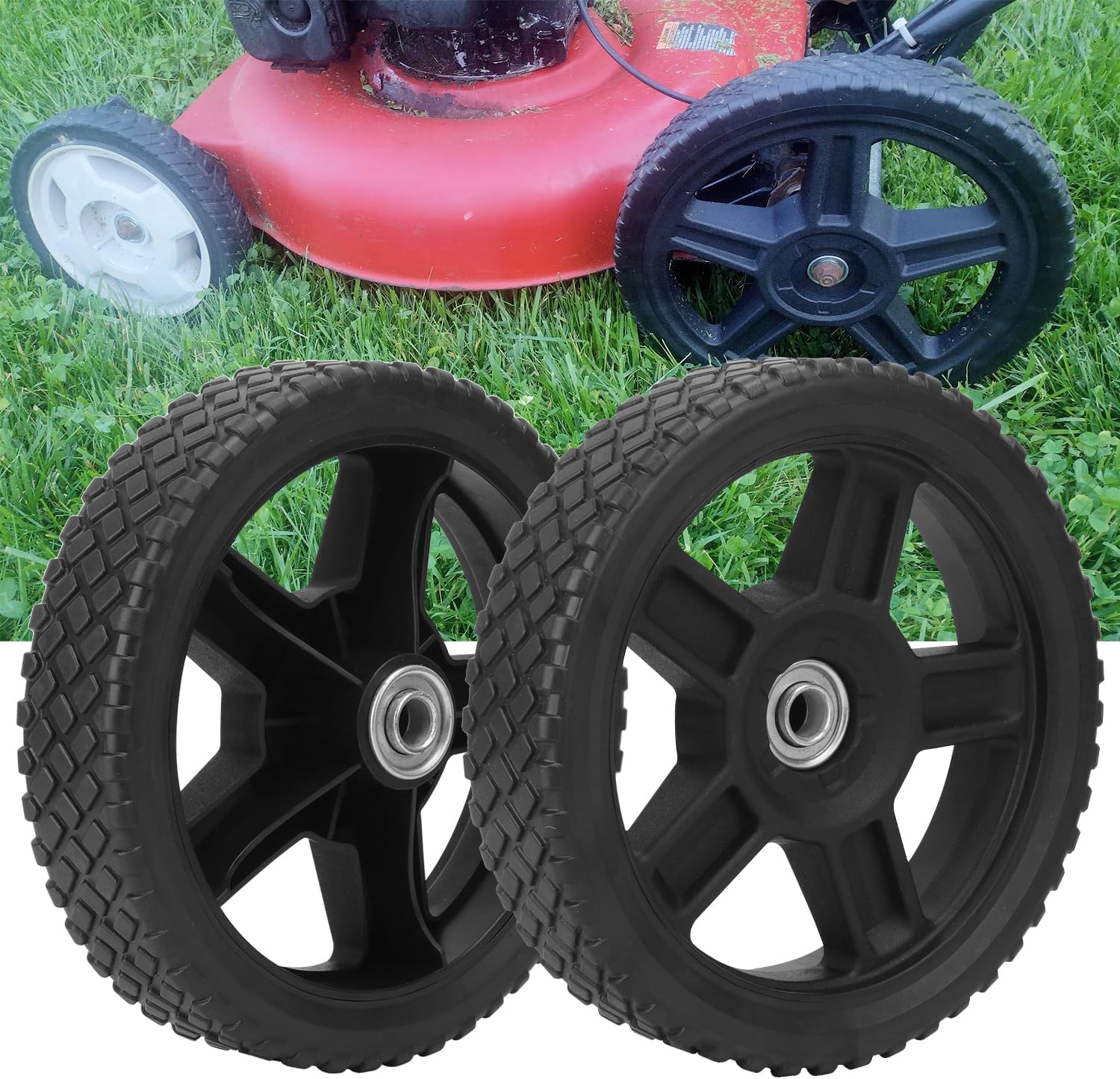 4 Pack Lawn Mower Wheels, 8 x 1.75 Inch Camp Push Mower Wheel Kits, Wheel Chair Wheels, Push Lawn Mowers, Fits Most Standard push Lawn Mowers – Durable, Heavy-Duty & Easy-Install