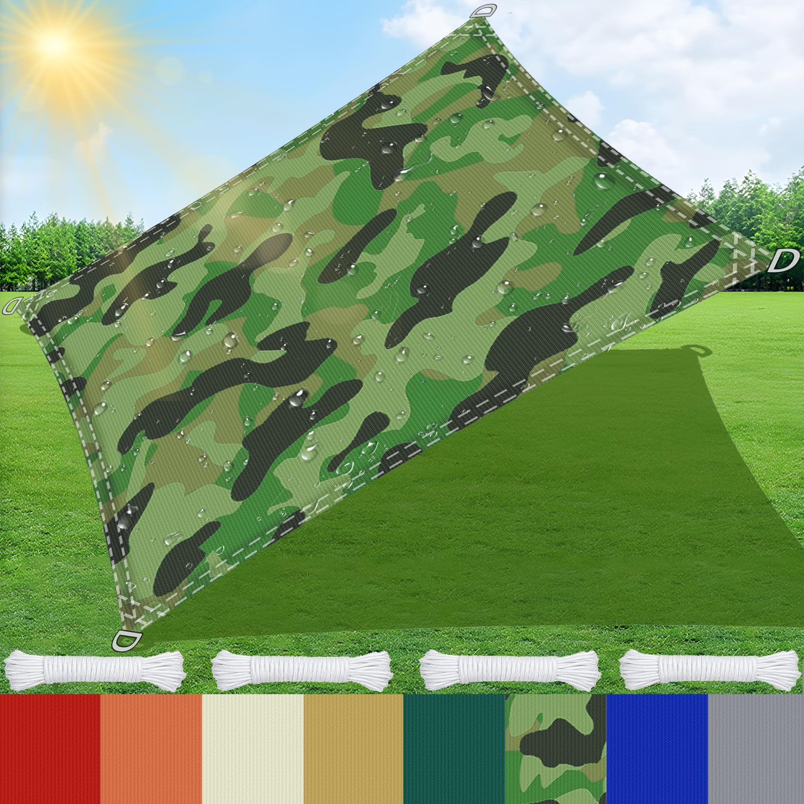 Voile d'ombrage imperméable 1x1m en tissu Oxford pour le camping