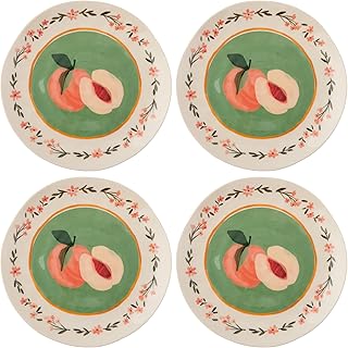 Karma, 8.75 inches Melamine Salad Plates Set of 4, Reusable Dishwasher Safe Plates for Outdoor and Indoor, Peaches