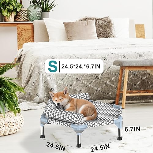 Miniatura 5 de Cama ortopédica para perros pequeños, con almohadillas extraíbles y funda limpiable, cama elevada para perros al aire libre, cama elevada para