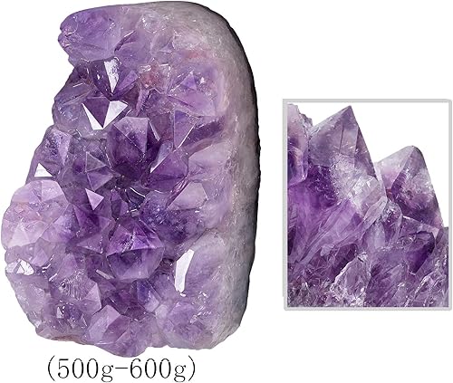 Miniatura 7 de SUNYIK - Racimo de amatista natural piedra preciosa en bruto curativa con puntas de cristales drusa de cuarzo geoda de mineral esfera de esculpida