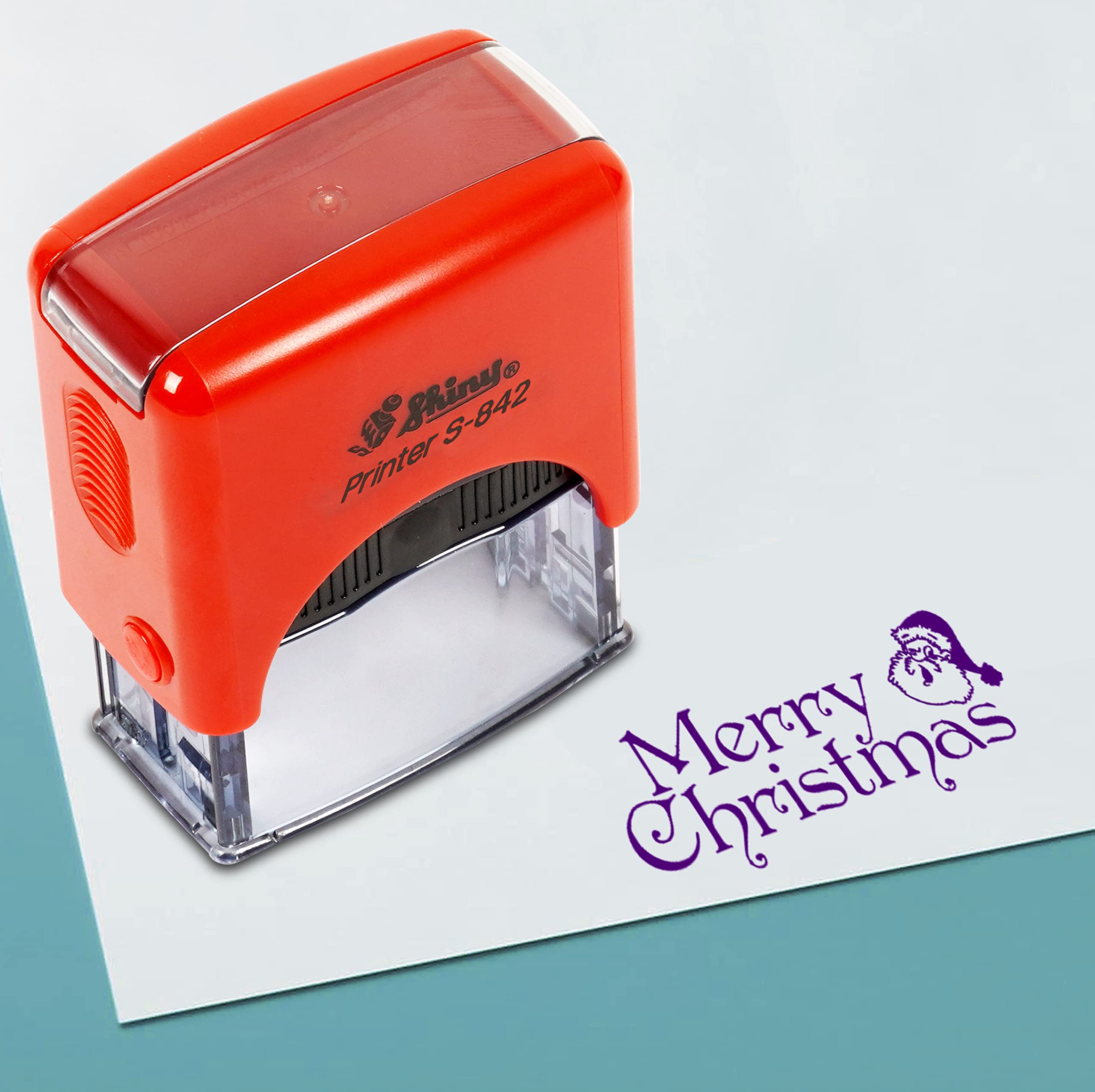 Printtoo Merry Christmas Self Inking Rubber Stamp Pre,Inked Office Stamp, Home Office Business Stationery, 38 x 14 mm, Violet
